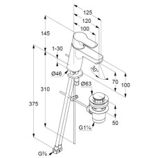 Смеситель для раковины с донным клапаном Kludi Pure&Easy 372890565