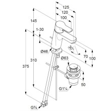 Смеситель для раковины с донным клапаном Kludi Pure&Easy 373820565