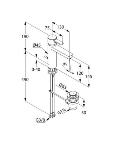 Смеситель для раковины с донным клапаном Kludi Zenta XXL 382640575