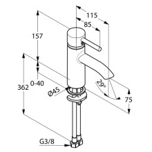 Смеситель для раковины без донного клапана Kludi Bozz 382900576