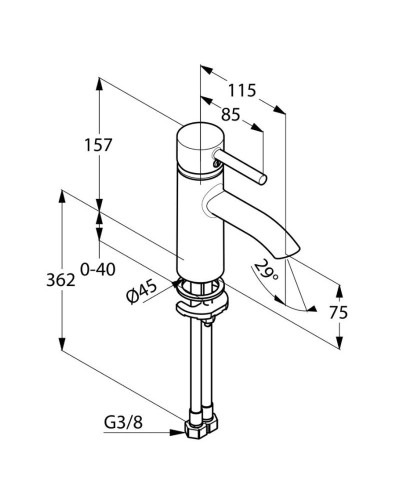 Смеситель для раковины без донного клапана Kludi Bozz 382900576