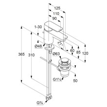 Смеситель для раковины с донным клапаном Kludi Pure&Style 403850575