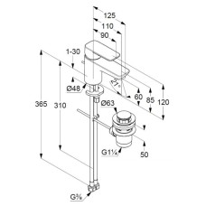 Смеситель для раковины с донным клапаном Kludi Pure&Style 403850575