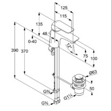 Смеситель для раковины с донным клапаном Kludi Ameo 412760575