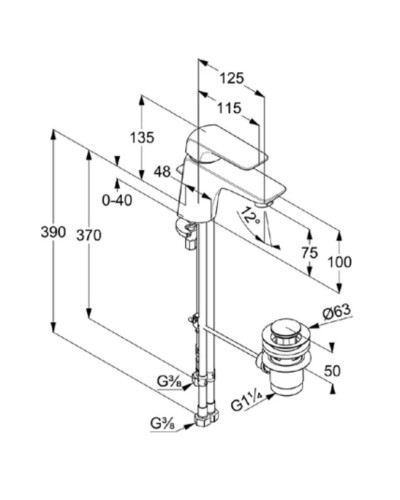 Смеситель для раковины с донным клапаном Kludi Ameo 412760575