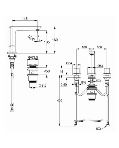Смеситель для раковины с донным клапаном Kludi Ameo 413930530