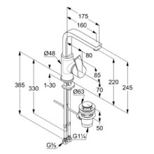 Смеситель для раковины с донным клапаном Kludi Zenta SL 480270565