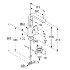 Смеситель для раковины с донным клапаном Kludi Zenta SL 480270565
