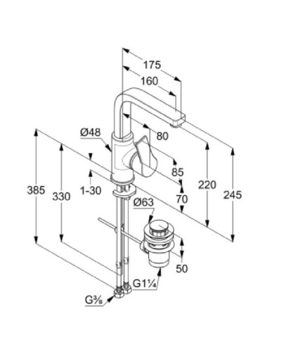 Смеситель для раковины с донным клапаном Kludi Zenta SL 480270565