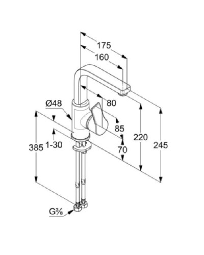 Смеситель для раковины без донного клапана Kludi Zenta SL 480280565
