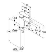 Смеситель для раковины без донного клапана Kludi Zenta SL 482620565