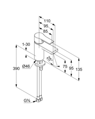 Смеситель для раковины без донного клапана Kludi Zenta SL 482620565