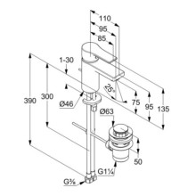 Смеситель для раковины с донным клапаном Kludi Zenta SL COOL-START 482630565