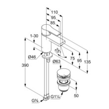 Смеситель для раковины с донным клапаном Kludi Zenta SL 482660565