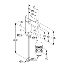 Смеситель для раковины с донным клапаном Kludi Zenta SL 482660565