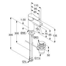 Смеситель для раковины с донным клапаном Kludi Zenta SL 482770565