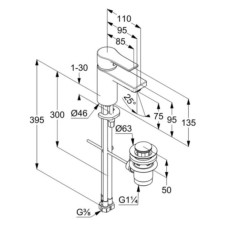 Смеситель для раковины с донным клапаном Kludi Zenta SL 482770565