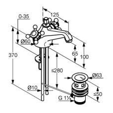 Смеситель для раковины с донным клапаном Kludi Adlon 510124520