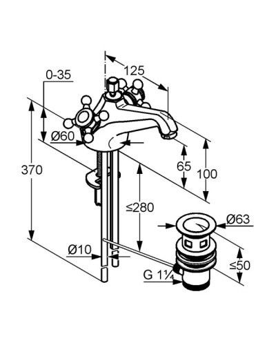 Смеситель для раковины с донным клапаном Kludi Adlon 510124520