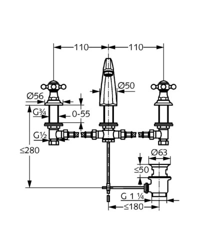 Смеситель для раковины с донным клапаном Kludi Adlon 510434520
