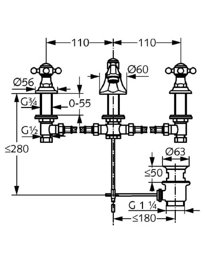 Смеситель для раковины с донным клапаном Kludi Adlon 510460520
