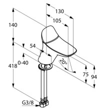 Смеситель для раковины без донного клапана Kludi Ambienta 530280575