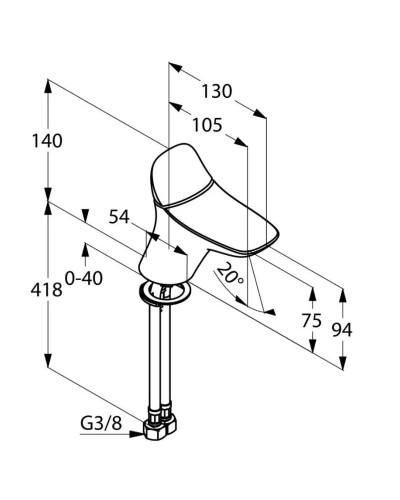 Смеситель для раковины без донного клапана Kludi Ambienta 530280575