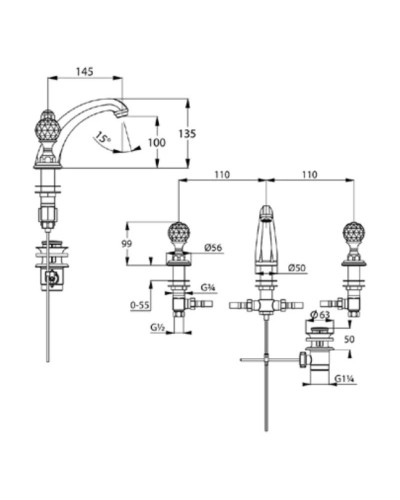 Смеситель для раковины с донным клапаном Kludi Adlon 5104305G5