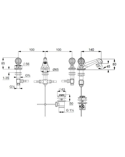 Смеситель для раковины с донным клапаном Kludi Adlon 5104605G5