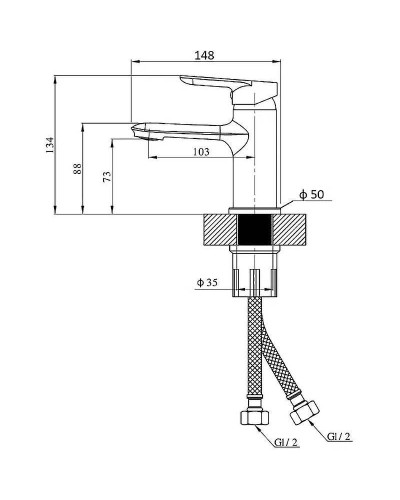 Смеситель для раковины Orange Modi M25-021cr Хром