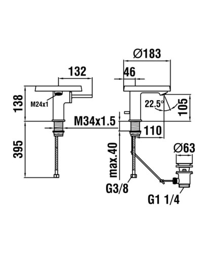 Смеситель для раковины с донным клапаном Laufen Kartell by Laufen 3.1133.1.004.111.1