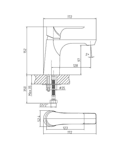 Смеситель для раковины Orange Aristo M19-021w Белый глянец
