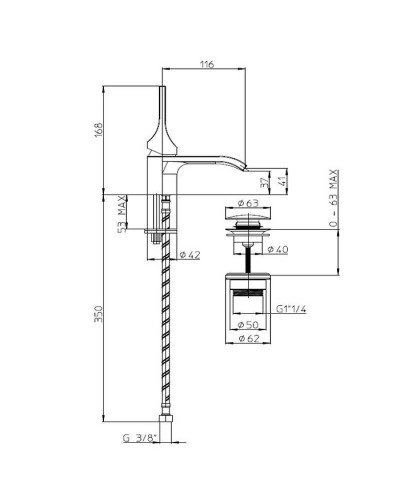 Смеситель для раковины Bossini Apice E89600.073 Черный матовый