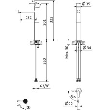 Смеситель для накладной раковины CEZARES LEAF-LC1-L-01-W0