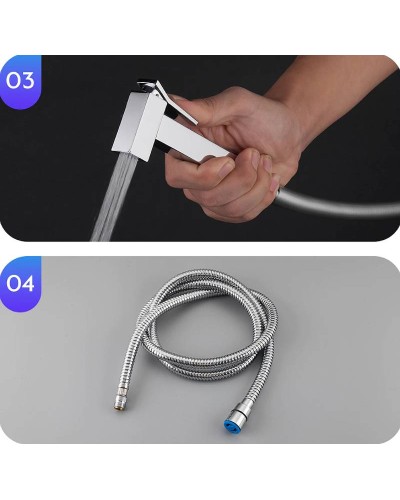 Смеситель для раковины Gappo G17-8 G1017-1 с гигиеническим душем Белый Хром