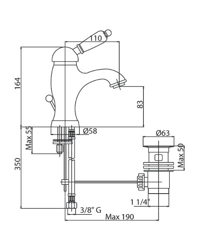 Смеситель для раковины Cezares Elite ELITE-LSM1-03/24-Bi Золото 24 карат