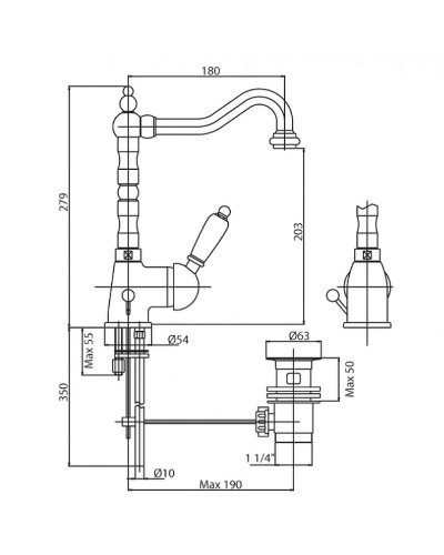 Смеситель для раковины Cezares Elite ELITE-LSM2-03/24-Bi Золото 24 карат