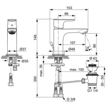 Смеситель для раковины с донным клапаном Ideal Standard Connect Air A7008AA