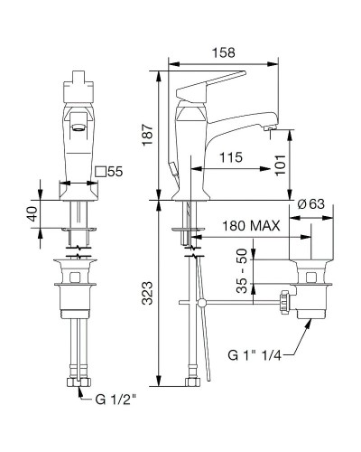 Смеситель для раковины Cezares Legend-LSM2-03/24 Золото 24 карат