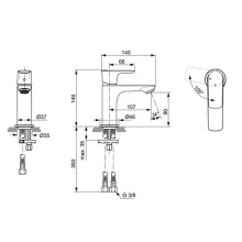 Смеситель для раковины без донного клапана Ideal Standard Connect Air A7011AA