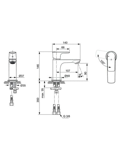 Смеситель для раковины без донного клапана Ideal Standard Connect Air A7011AA