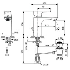 Смеситель для раковины с донным клапаном Ideal Standard Connect Air Project A7021AA