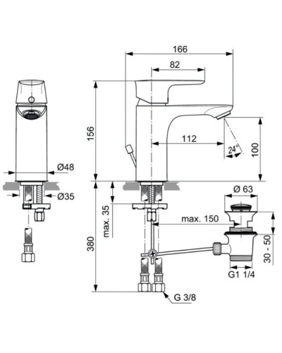 Смеситель для раковины с донным клапаном Ideal Standard Connect Air Project A7021AA