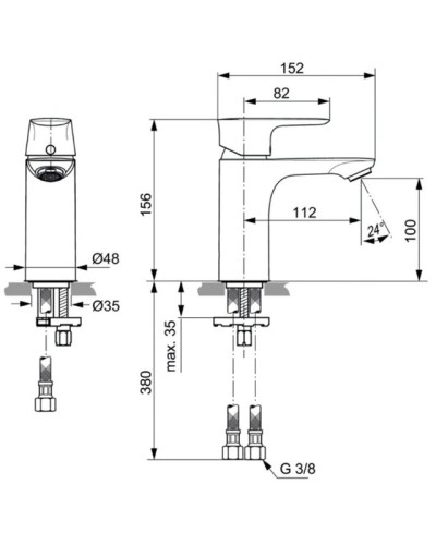 Смеситель для раковины без донного клапана Ideal Standard Connect Air Project A7024AA