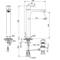 Смеситель для раковины с донным клапаном Ideal Standard Connect Air Vessel A7026AA
