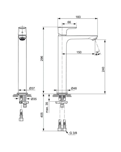 Смеситель для раковины без донного клапана Ideal Standard Connect Air Vessel A7028AA
