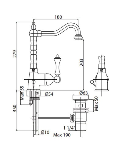 Смеситель для раковины Cezares Margot MARGOT-LSM2-02-Bi Бронза
