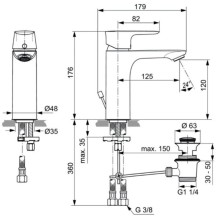 Смеситель для раковины с донным клапаном Ideal Standard Connect Air Grande Project A7053AA