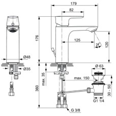 Смеситель для раковины с донным клапаном Ideal Standard Connect Air Grande Project A7053AA