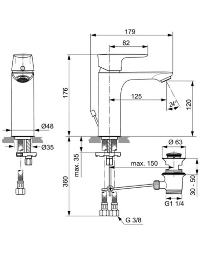 Смеситель для раковины с донным клапаном Ideal Standard Connect Air Grande Project A7053AA